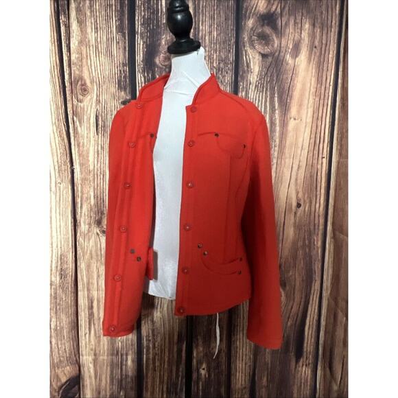 Per Se Women Wool Jacket Orange Size 14 100% Wool M L Preppy Retail $695 Career - Picture 4 of 8